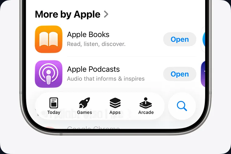 App Store sur iPhone : onglet Rechercher