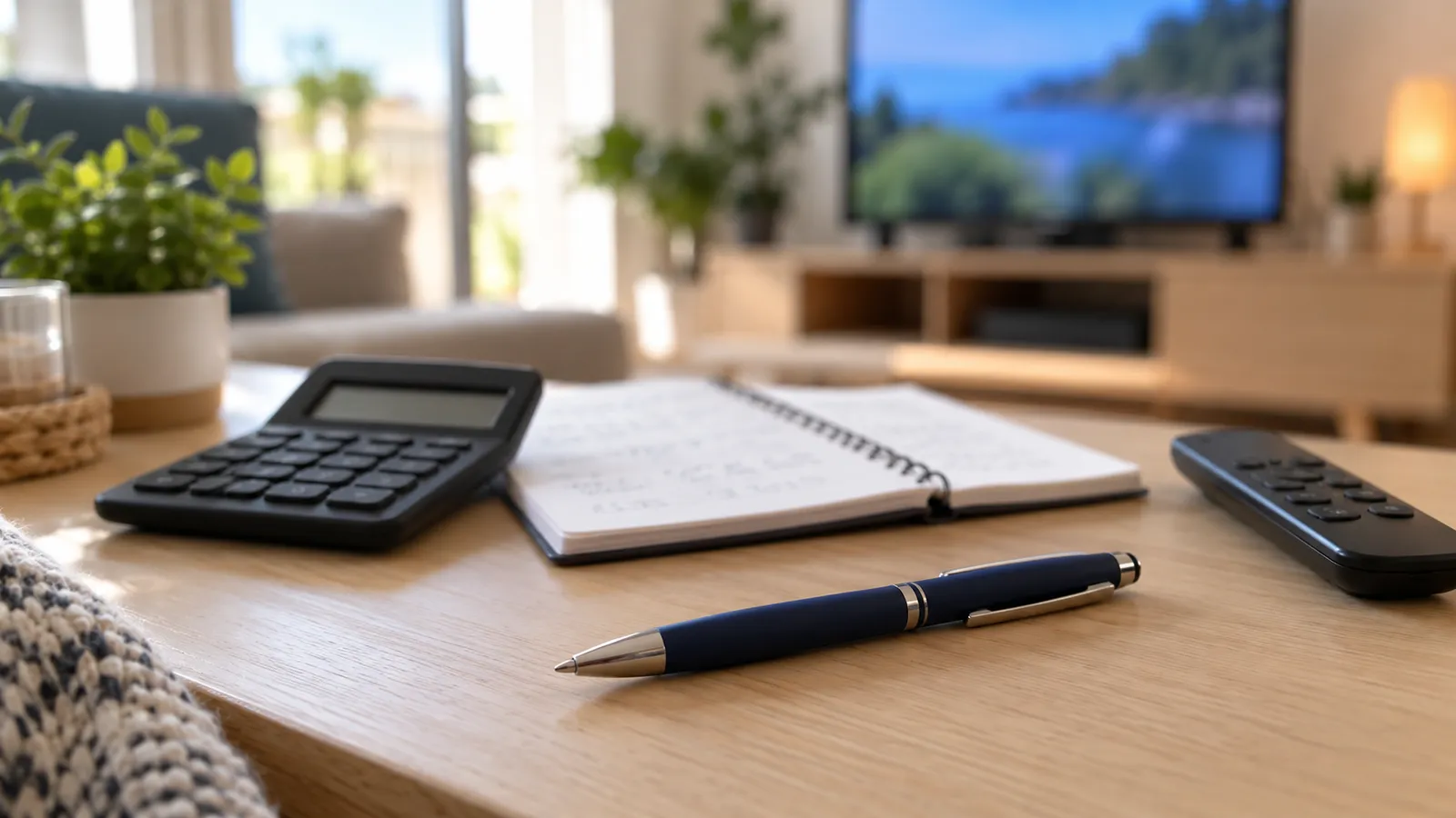 Calculatrice et carnet pour calculer le prix d'un abonnement IPTV par écran et par mois