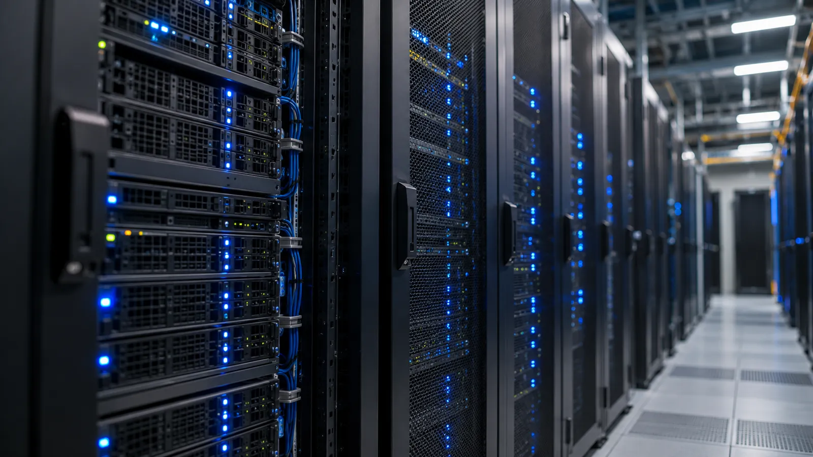 Rangée de serveurs dans un centre de données, coût de l'infrastructure IPTV